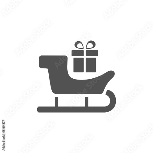 Sled icon with gift on white background