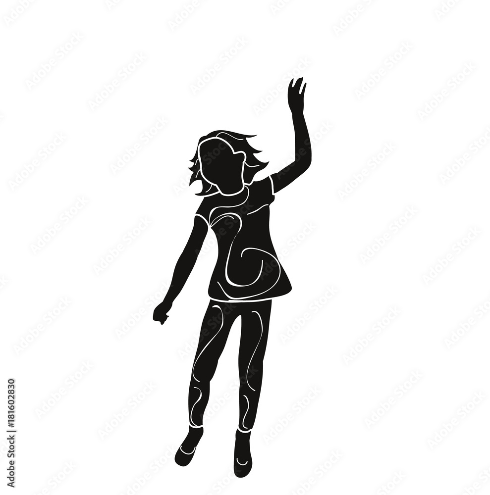 Silhouette little girl jumping Silhouette little girl jumping