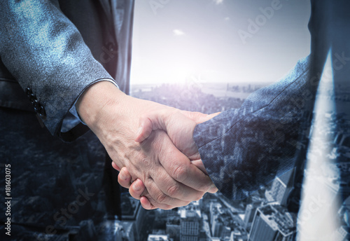 Business handshake, blue toned image © Minerva Studio