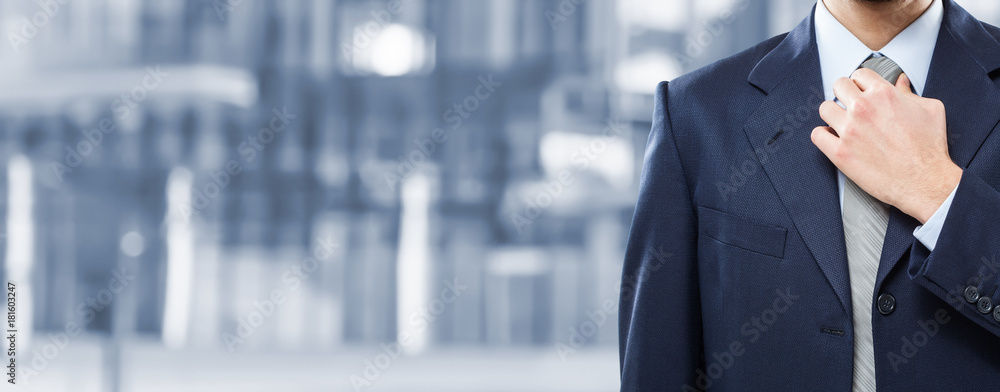 Businessman adjusting his necktie Businessman adjusting his necktie