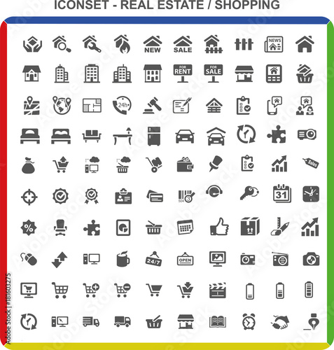 Iconset Piktogramme - Real Estate Shopping
