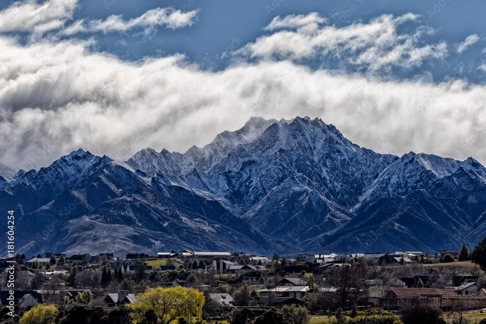 beautiful scenic of snow mountan in wanaka town southland new zeland beautiful scenic of snow mountan in wanaka town southland new zeland