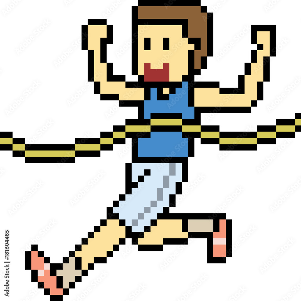 Obraz premium vector pixel art running sport