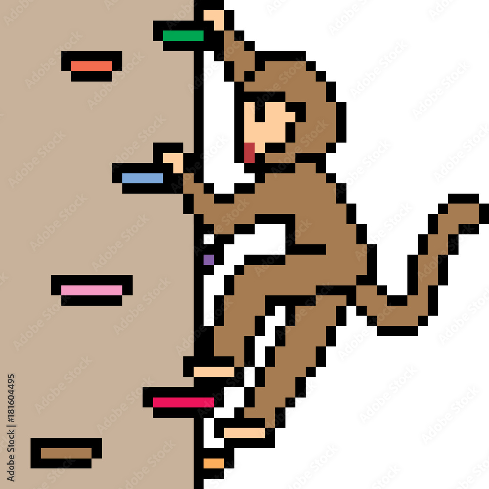 Fototapeta premium vector pixel art fake cliff climb