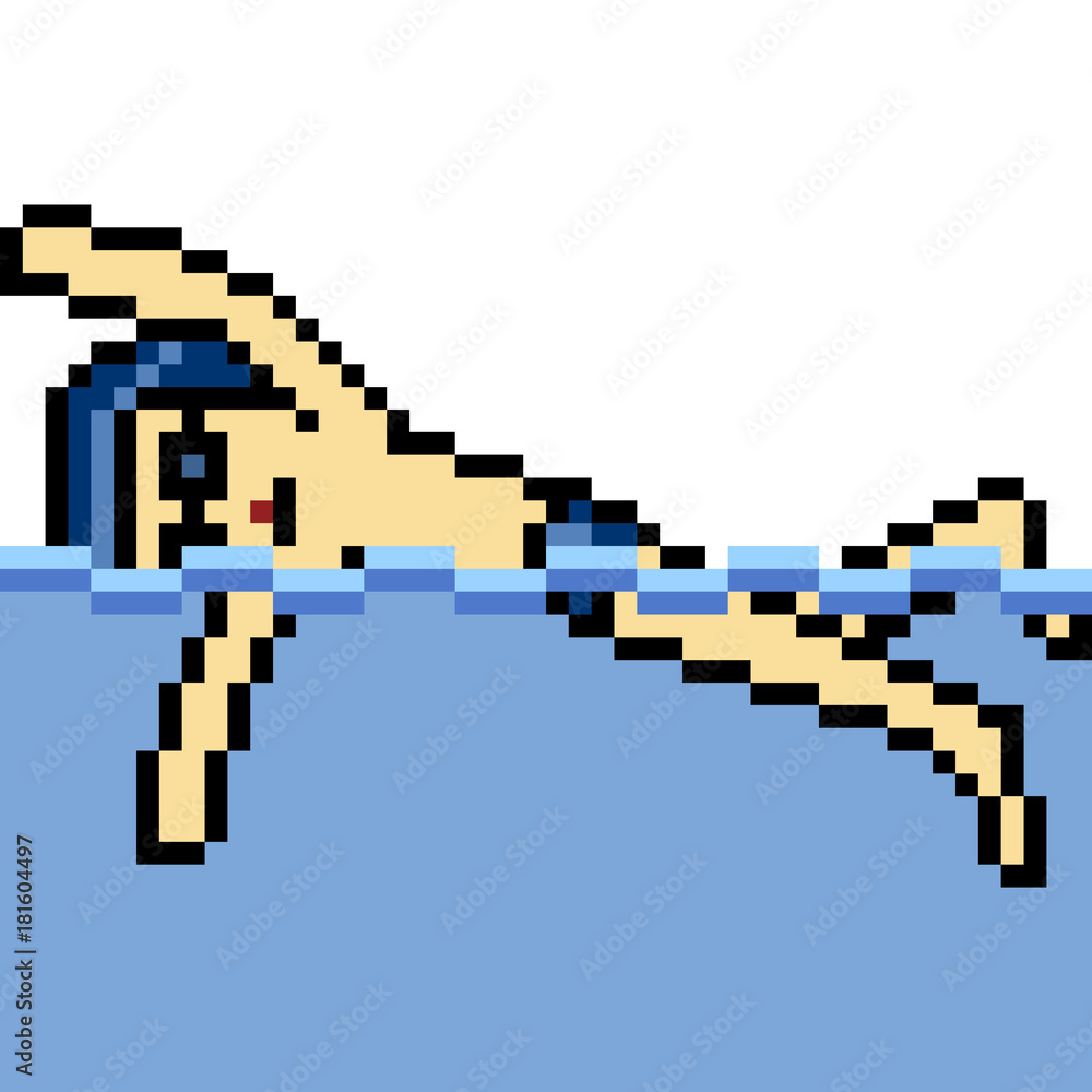 vector pixel art swim sport