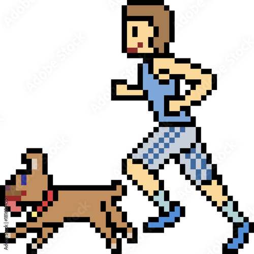 vector pixel art running sport