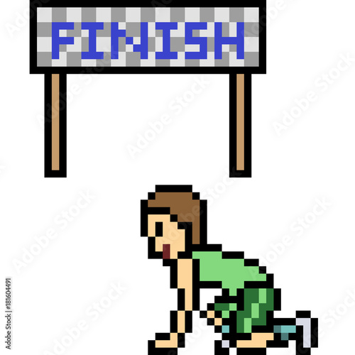 vector pixel art running sport