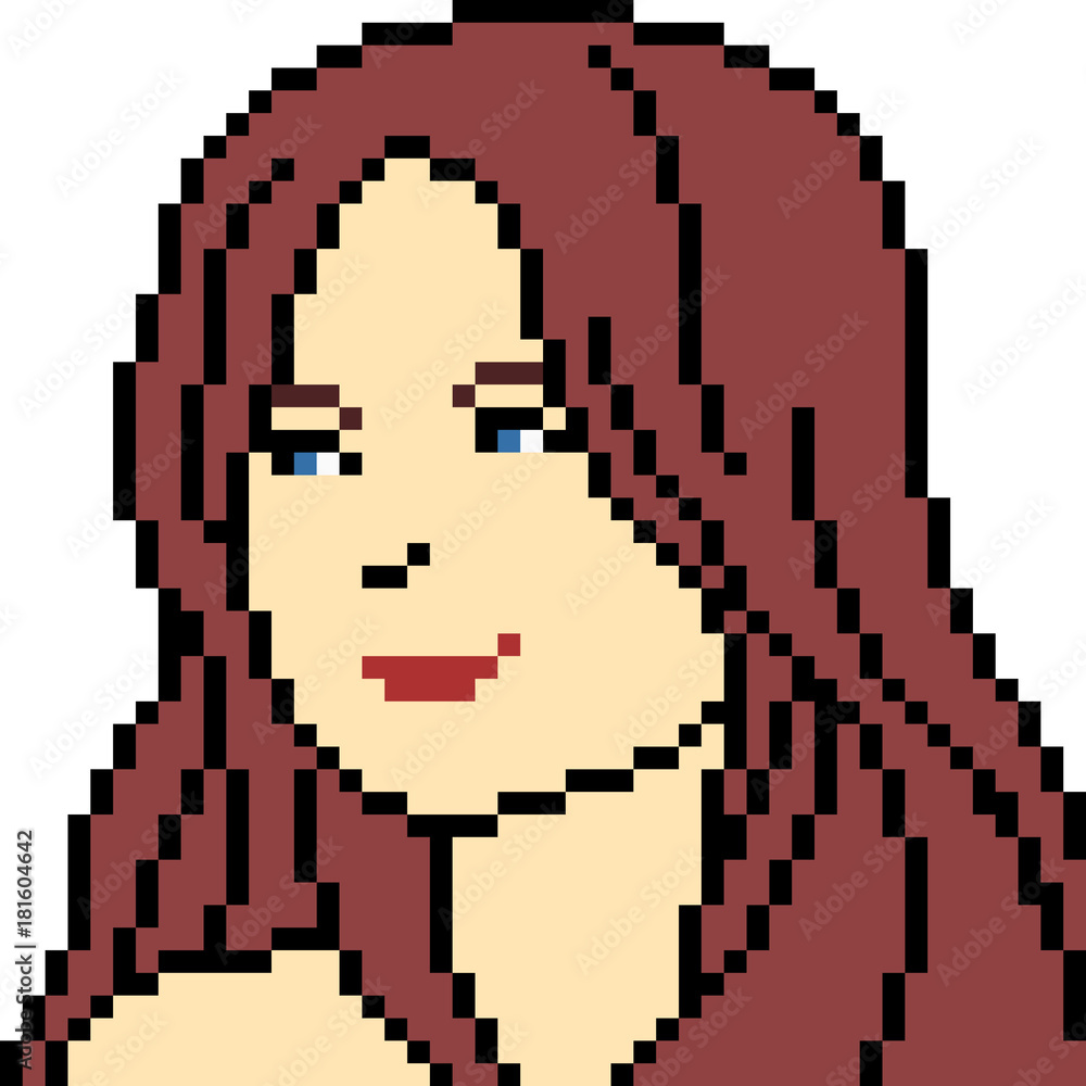 vector pixel art woman portrait