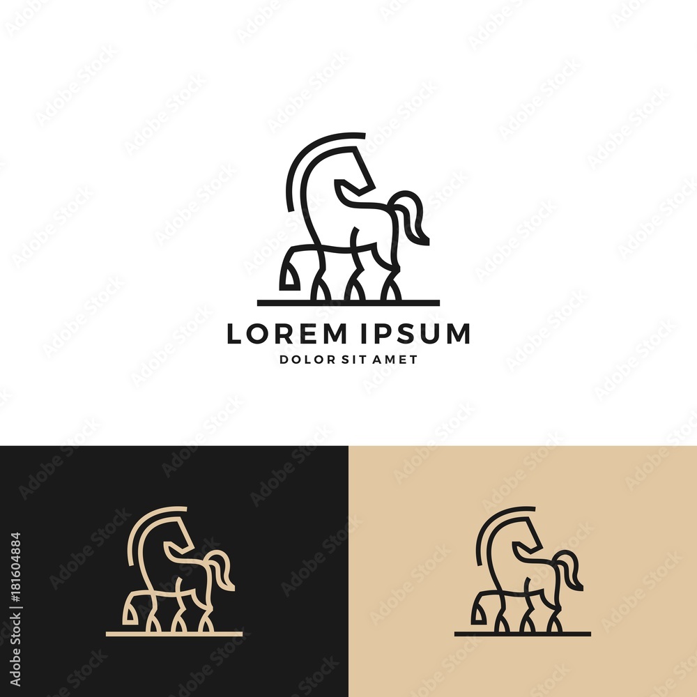 horse logo vector icon line art outline download