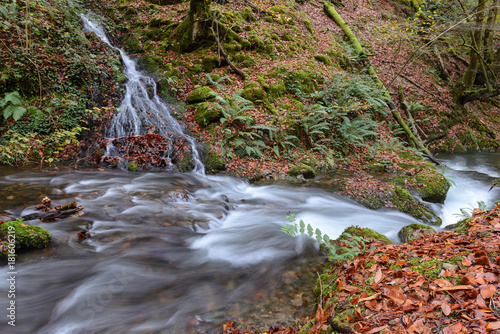 Waterfalls at Hell´s Mill (Infernuko Errota) trail in Baztan valley, Navarra, Spain photo