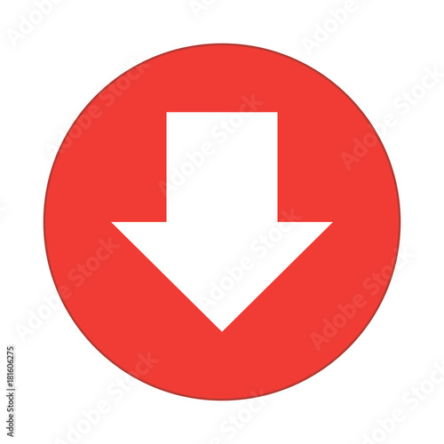 arrow down, round flat icon