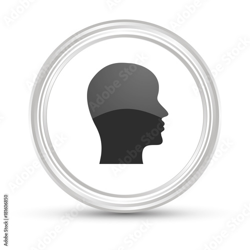 Weißer Button - Kopf im Profil