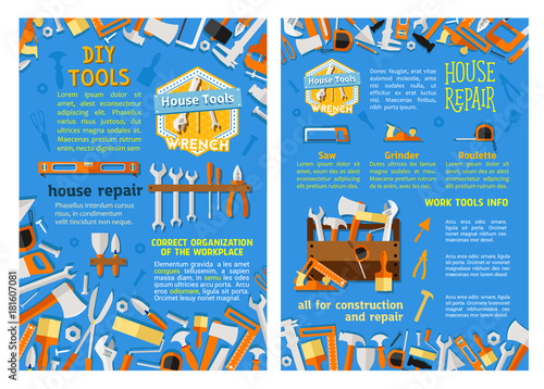Work tool for home repair, construction poster set