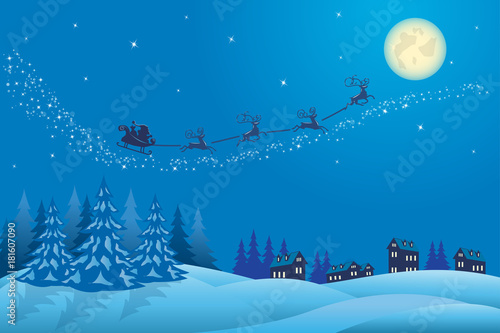 Christmas night in Winter and blue sky. © sasiwimol