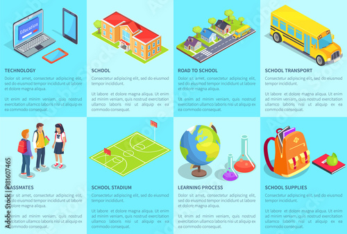 Collection of Posters with Text Devoted to School
