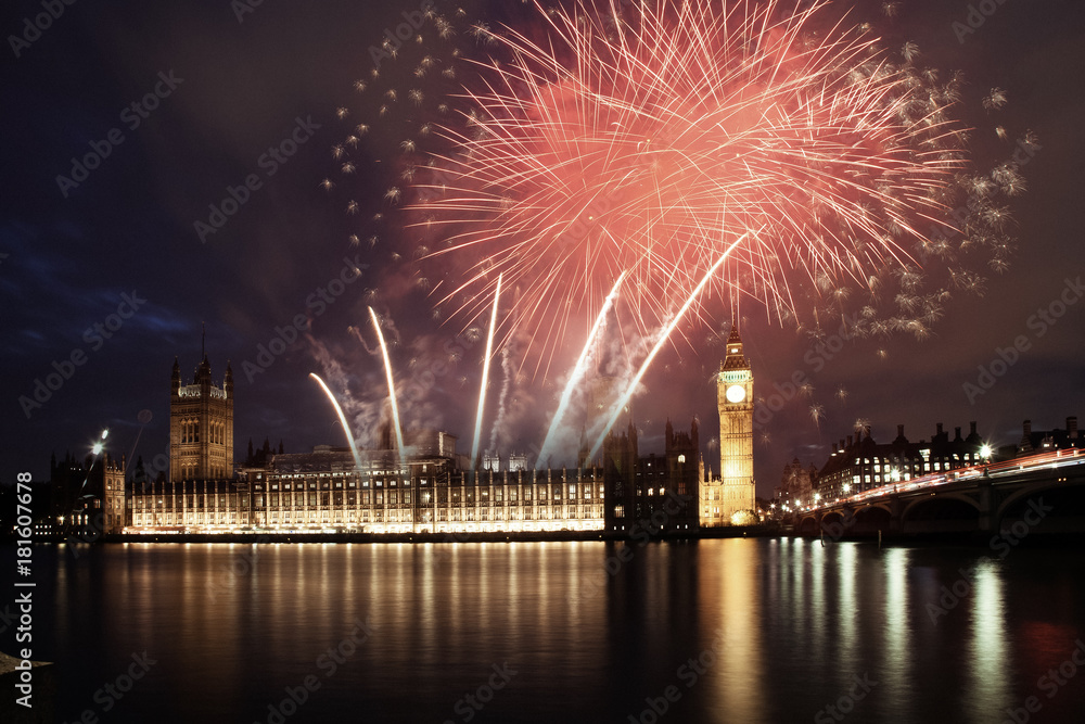 fireworks display around Big Ben fireworks display around Big Ben