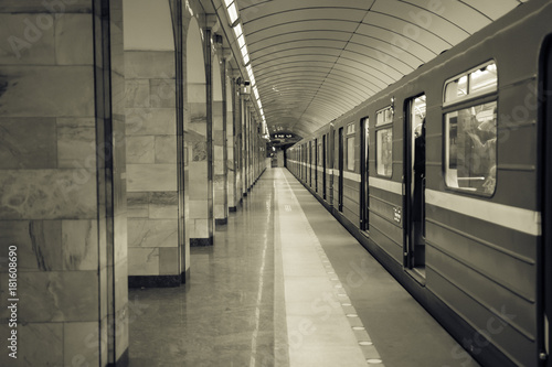 Underground platform in Saint-Petersburg, Russia