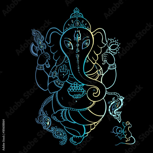 Golden Ganapati Meditation in lotus pose