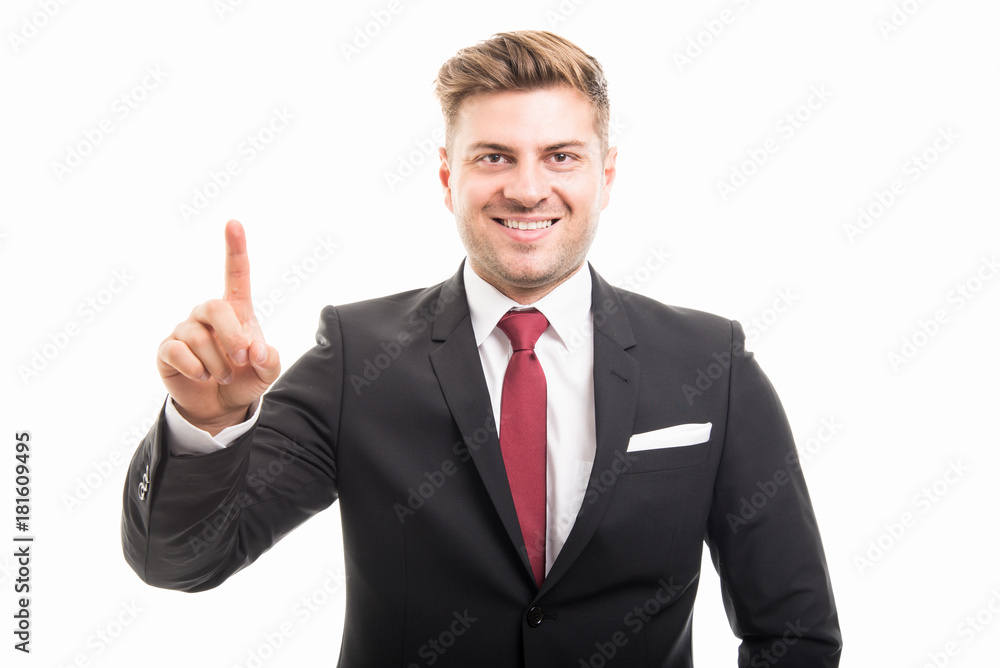 Portrait of handsome corporate business man using touchscreen Portrait of handsome corporate business man using touchscreen