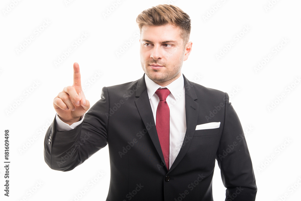 Portrait of handsome corporate business man using touchscreen Portrait of handsome corporate business man using touchscreen