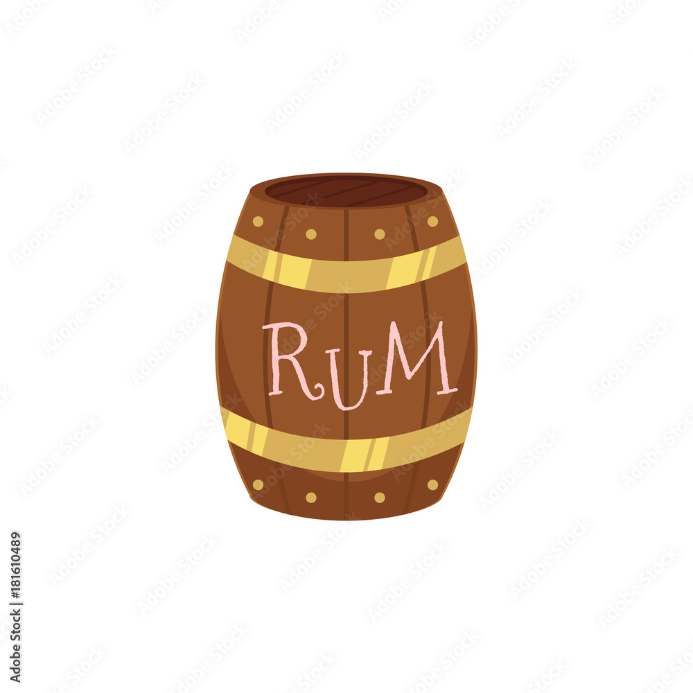 vector wooden rum barrel isolated illustration on a white background. Cartoon oak old keg, alcohol storage. Symbol of pirates, adventure, treasure vector wooden rum barrel isolated illustration on a white background. Cartoon oak old keg, alcohol storage. Symbol of pirates, adventure, treasure
