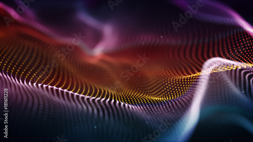 Colorful cyber surface futuristic 3D rendering with DOF