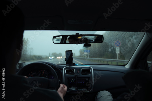 View from windshield of car © evdokimari