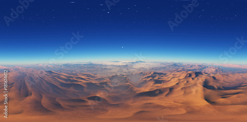 Panorama of fantasy landscape sunset, environment HDRI map. Equirectangular projection, spherical panorama. 3d rendering