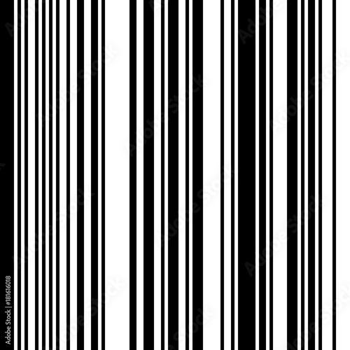 Black and White Straight Vertical Variable Width Stripes