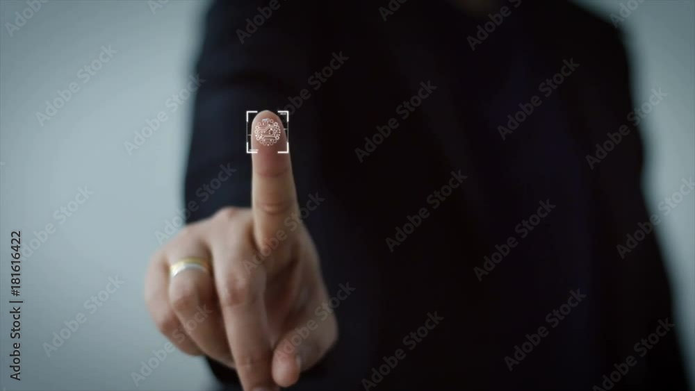 4K Business woman pointing finger on HUD And graph bar pi for Cyber futuristic concept technology element on the dark background