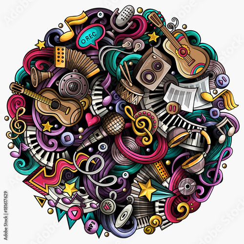 Cartoon vector doodles Music illustration