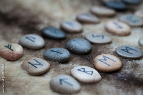 Canvas Print stone runes on the fur