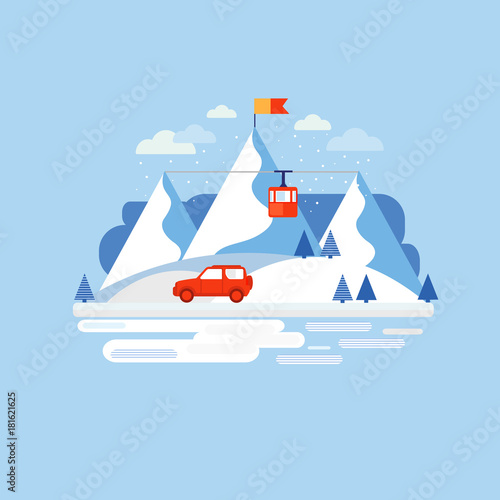 Mountain winter design concept.