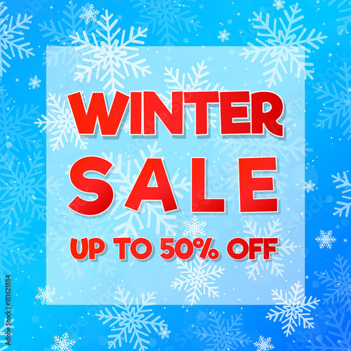 Banner or card with snowflakes - Winter Sale. Vector.