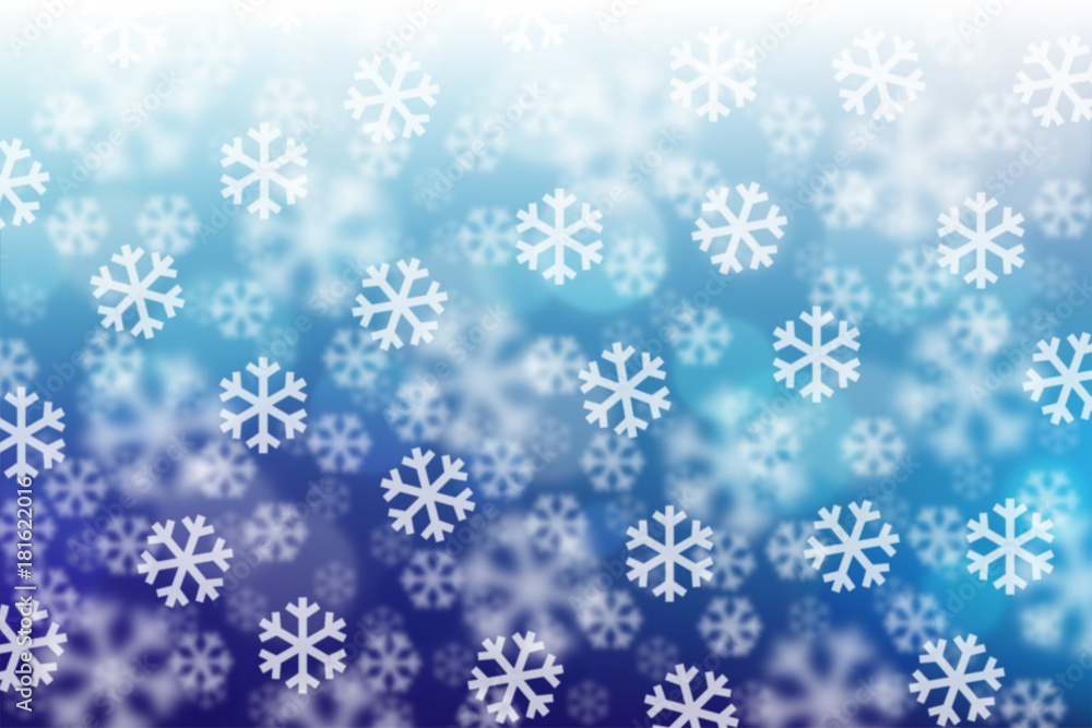 Schneegestöber Schneeflocken Bokeh blau Hintergrund