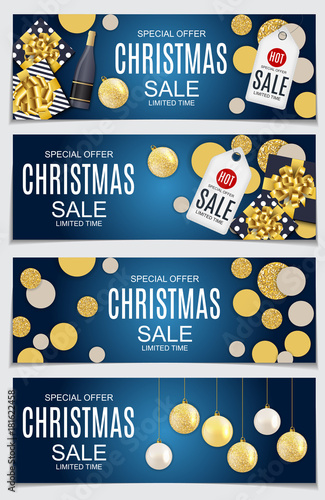 Abstract Vector Illustration Christmas Sale, Special Offer Background with Gi...