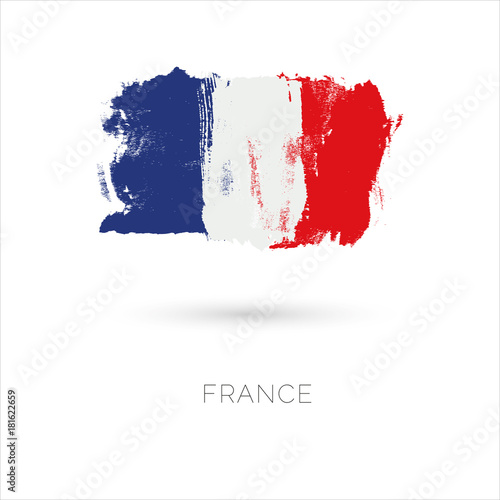 France colorful brush strokes painted national country flag icon. Painted texture.