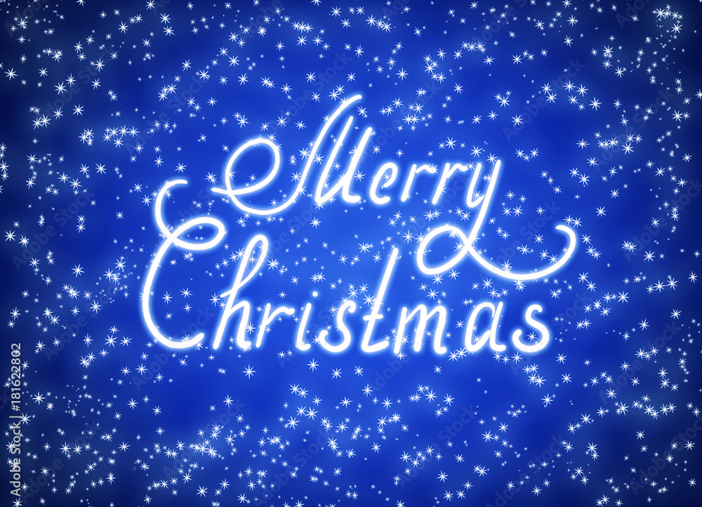 Christmas glowing background with snow frame and inscription