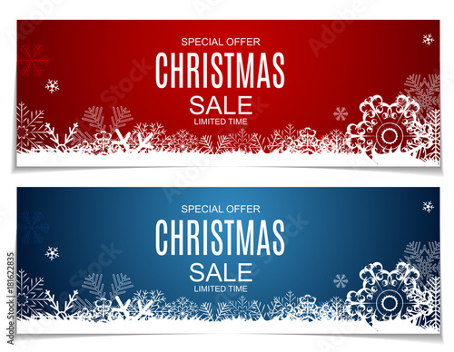Abstract Vector Illustration Christmas Sale, Special Offer Background with Gift Box and Snow. Winter Hot Discount Card Template