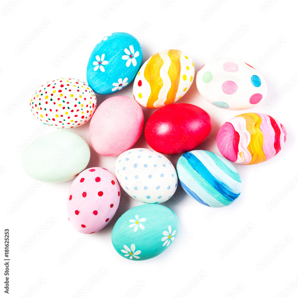 Easter eggs isolated on white background with copyspace. Happy Easter!. Easter eggs isolated on white background with copyspace. Happy Easter!.