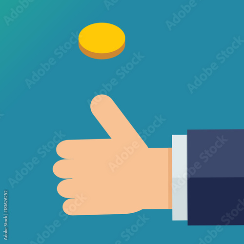 Lancer une pièce (flat design)