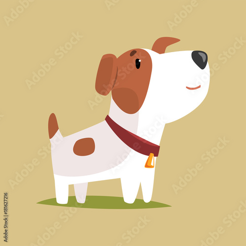 Jack russell puppy character, cute funny terrier vector illustration