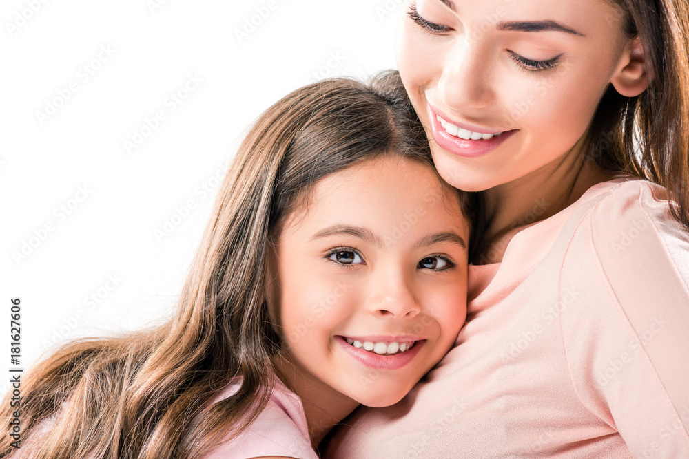 smiling mother and daughter smiling mother and daughter