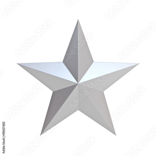 Silver christmas star for christmas decoration and other events isolated on white background . 3D rendering.