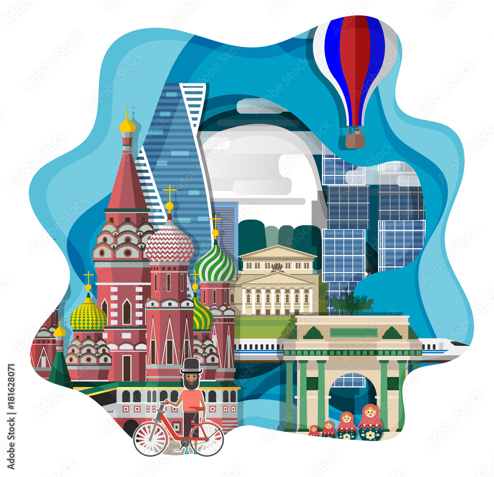Travel infographic ,Amazing  Moscow , Russia  infographic ,Discover Moscow concept,paper art Russia  concept.