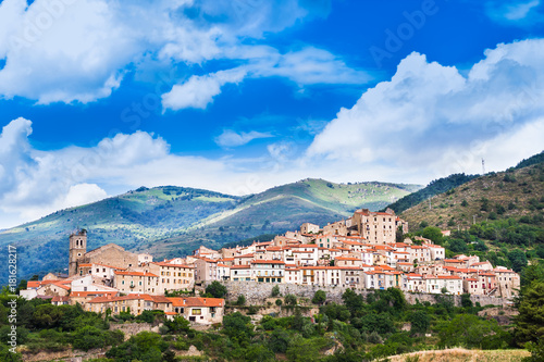 Mosset small and picturesque french village,member of Les Plus Beaux Villages de France (The most beautiful villages of France).Mosset,Pyrenees-Orientales