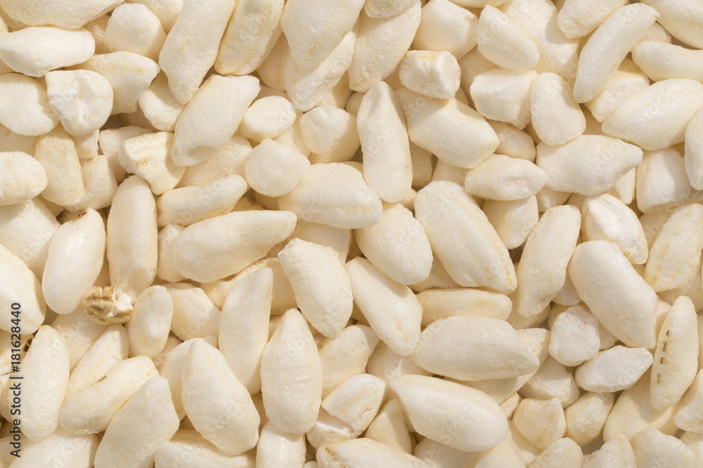 Closeup view and pattern of some puffed rice