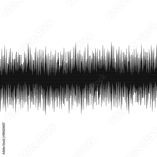 Modern halfton audio waves pattern absract design element isolated on white background