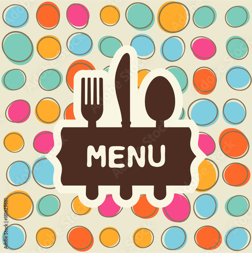 Fork, spoon and knife, tag for text. Flat design