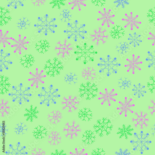 Snowflakes seamless  pattern, winter theme. Hand drawn.